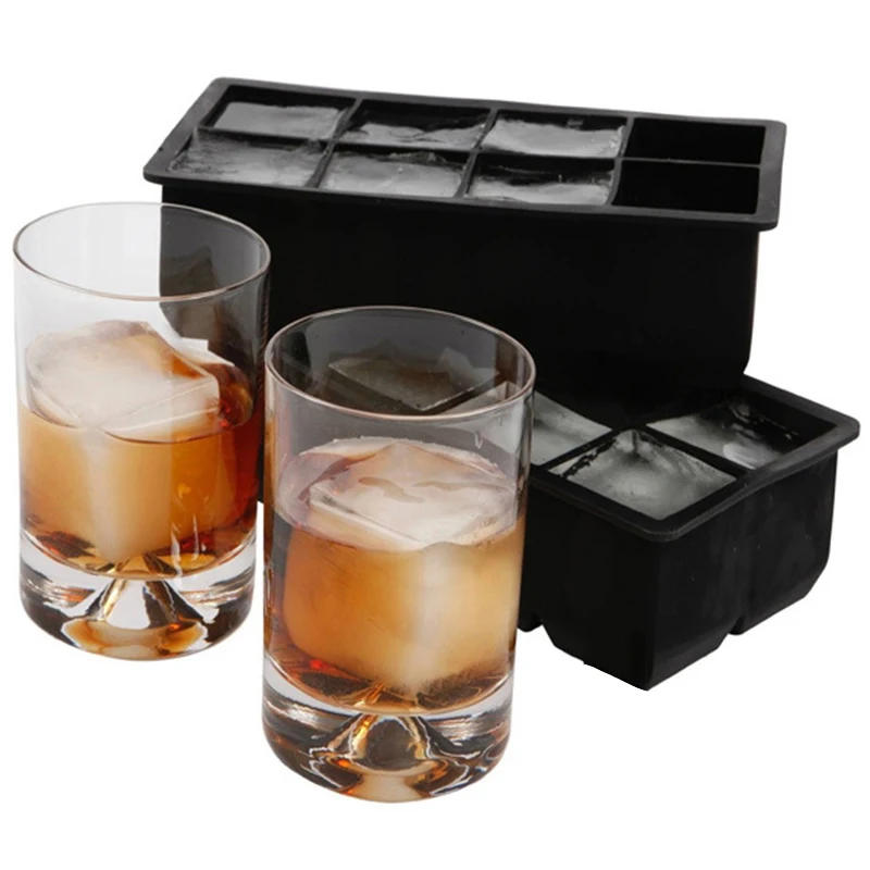 
square brick 8 cavity eco-friendly BPA free diy freezing silicone ice cube mold with lid 