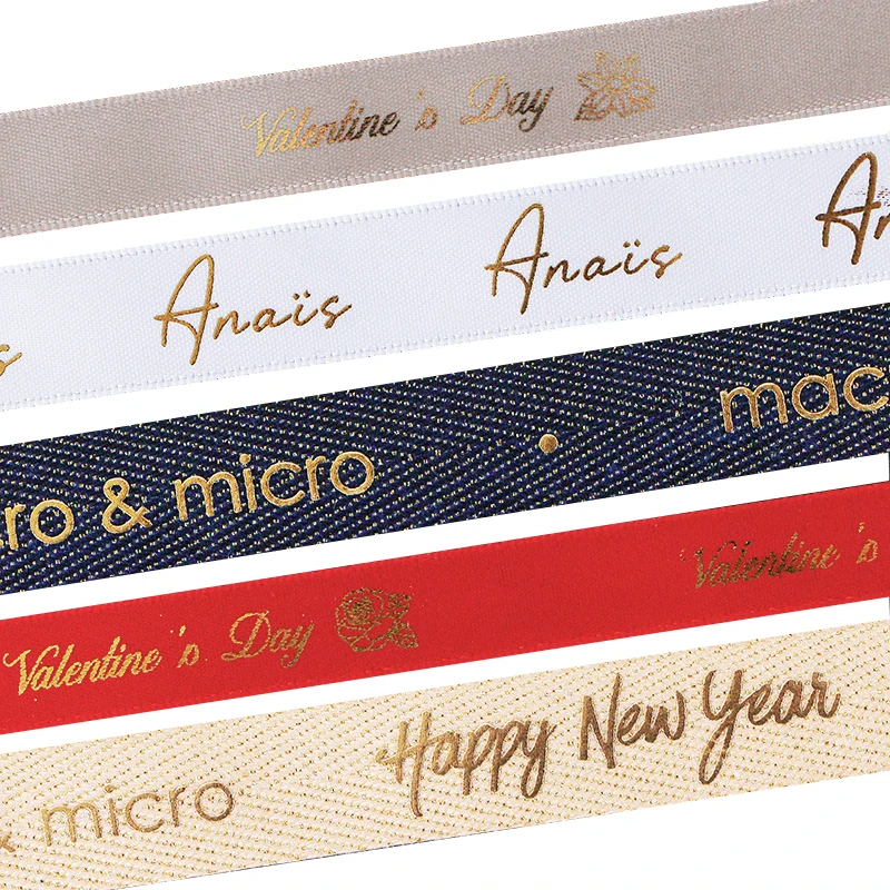 High quality Christmas satin gift ribbons with printing machine custom silk and wired ribbon bow with logo