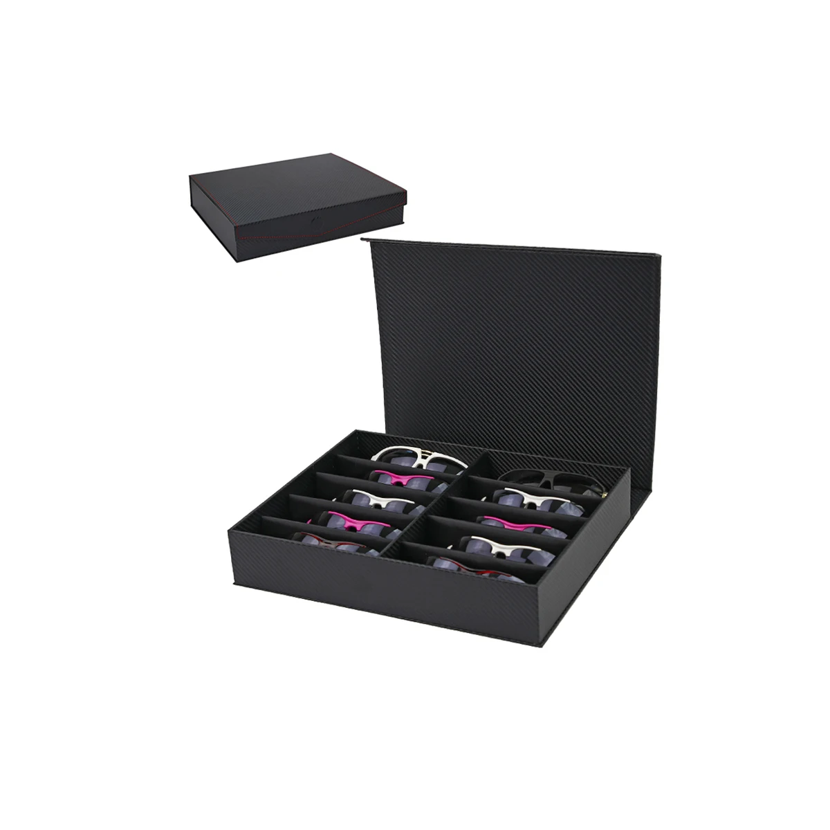 
Ccarbon Fiber Sunglasses Packaging Box Set For 12 Pairs Sunglasses Storage Case 