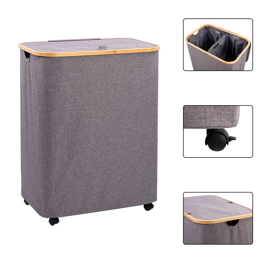 laundry hamper bucket canvas storage basket bamboo fabric laundry foldable basket collapsible organizer laundry basket