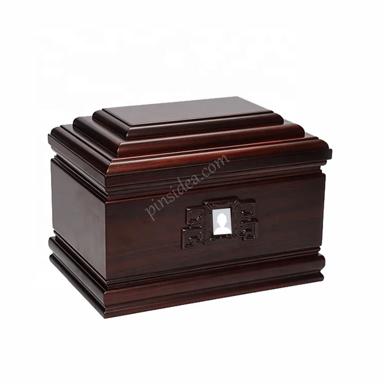 Custom solid wood painting funeral supplies, adult cremation coffin, urn coffin Human Adult urn ashes box with picture frame