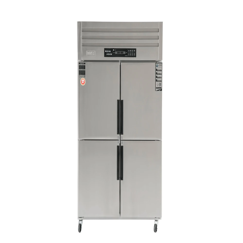 New Style Hot Selling Stainless Steel Adjustable Shelves Lockable Doors Four Doors Mobile Refrigerated Freezer