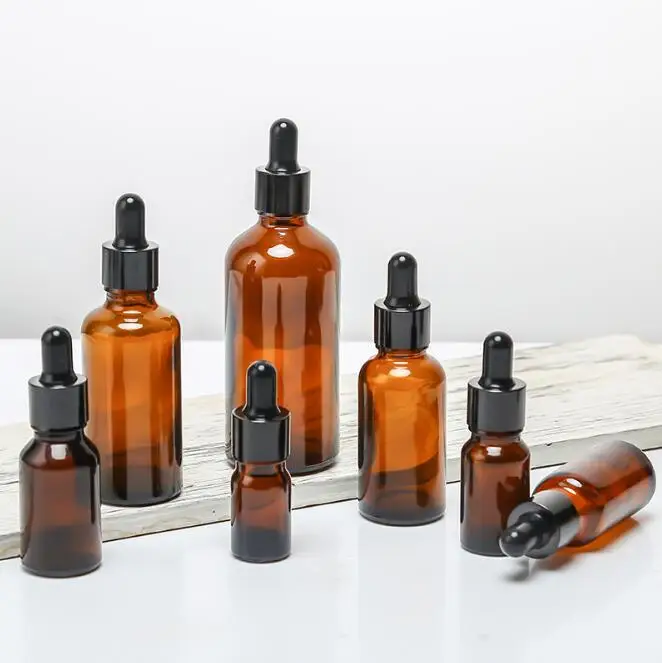 5ml 10ml 15ml 20ml 30ml 50ml 100ml amber glass essential oil bottle perfume cosmetic liquid  storage container with eye dropper