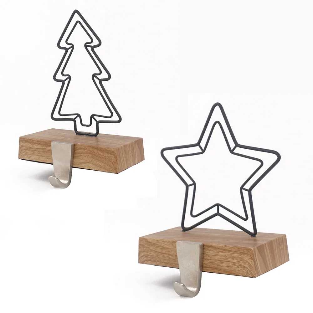 Merry Christmas Building Ornaments Wire Frame Tree Star Combination Stocking Holder Christmas And New Year Decorations