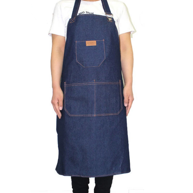 Wholesale Adjustable Custom Cooking Hairdresser Waiter Restaurant Coffee Bartender Styling Canvas Jeans Denim Aprons