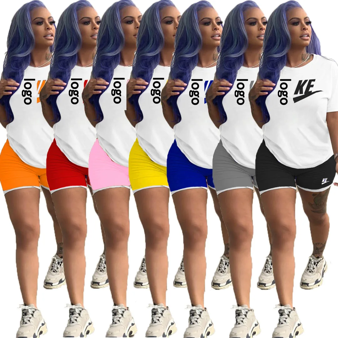 
LO-2020072009 Fashion summer women clothing 2020 newest desgin women tracksuit 2 piece short sets 