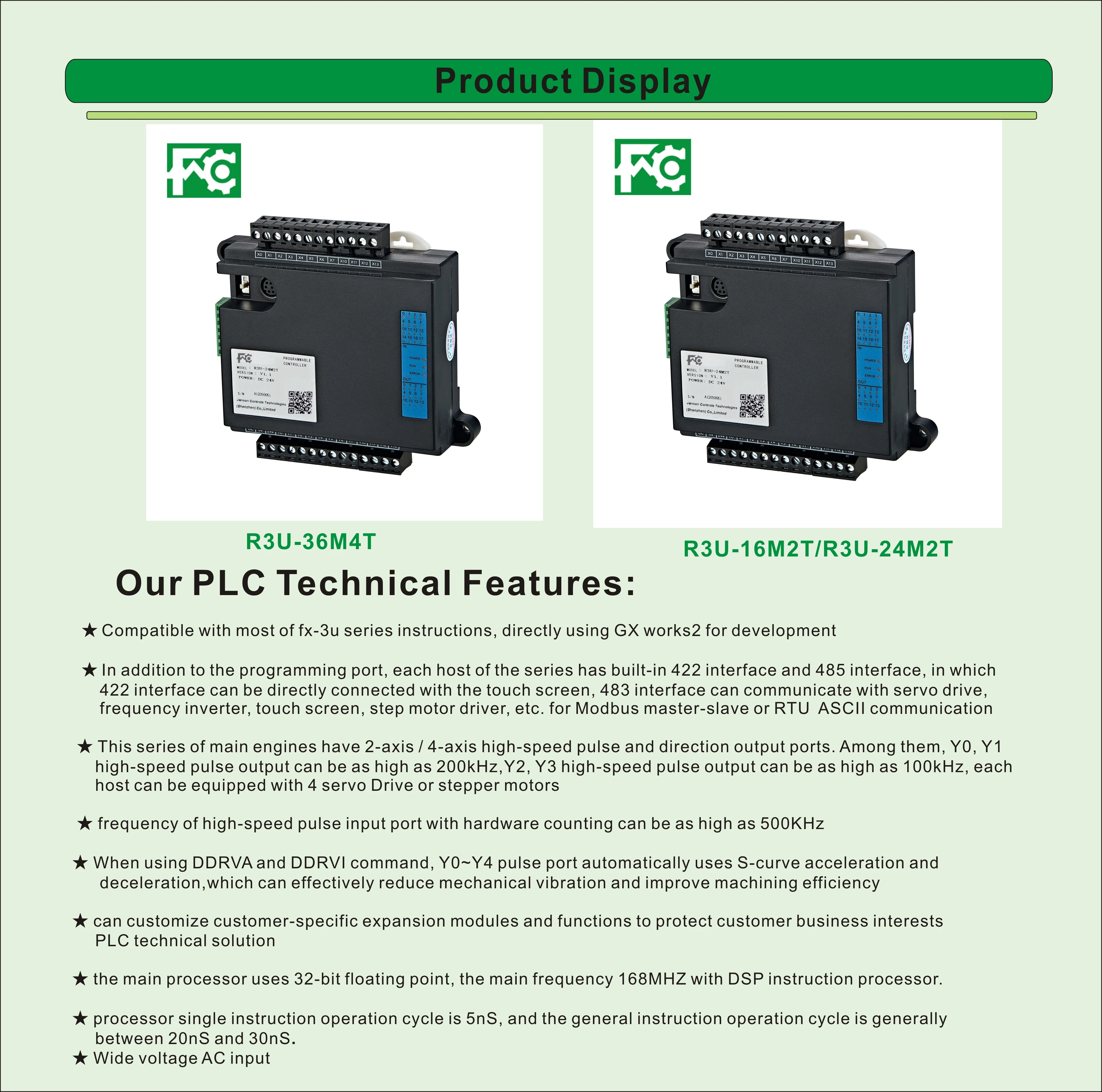 high speed low cost 64 I/O analog control industrial automation plc controller programmable logic controller