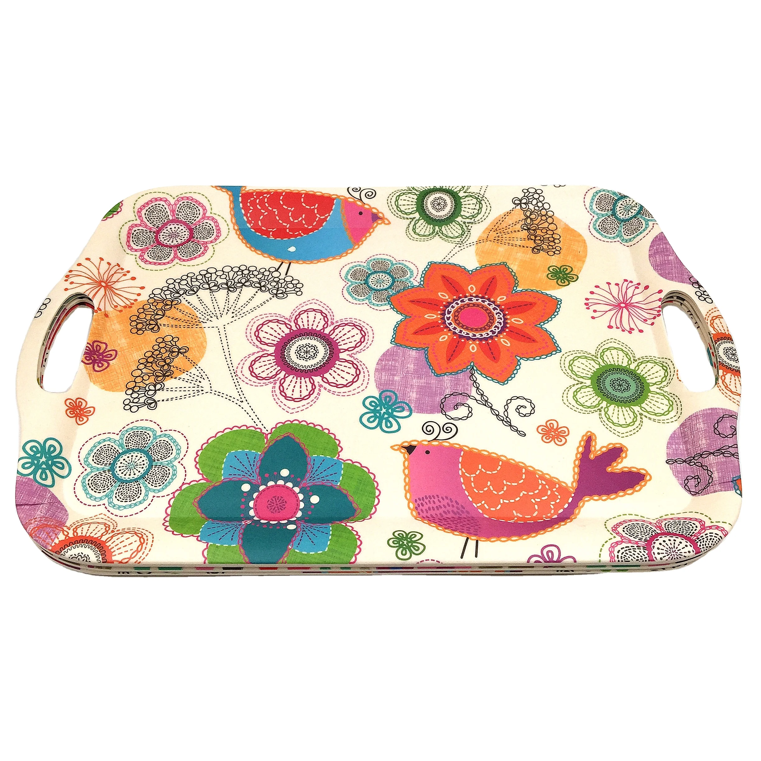 
Polychrome Portable Natrual Bamboo Fiber trays, Rectangle food Serving Tray 