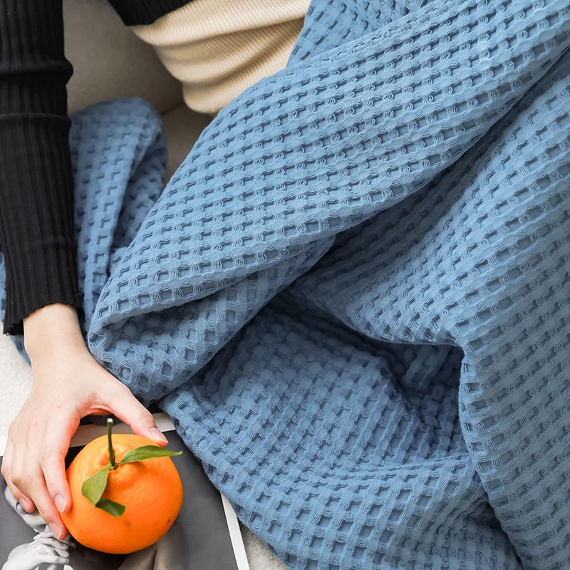 2023 New Waffle Gauze Cotton Towel Quilt Soft Breathable Leisure Blanket Multifunctional Four Seasons Cover Blanket