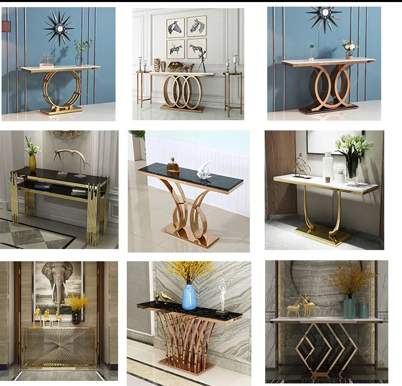 Custom living room furniture rose gold base round or rectangle, oval marble glass center coffee table