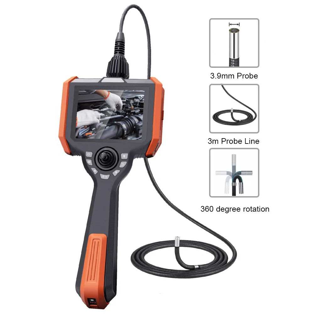 360 rotation 4-way HD Industrial endoscope ,3.9mm 3.0m IP67 waterproof borescope camera,sewer endoscopic camera with LED light