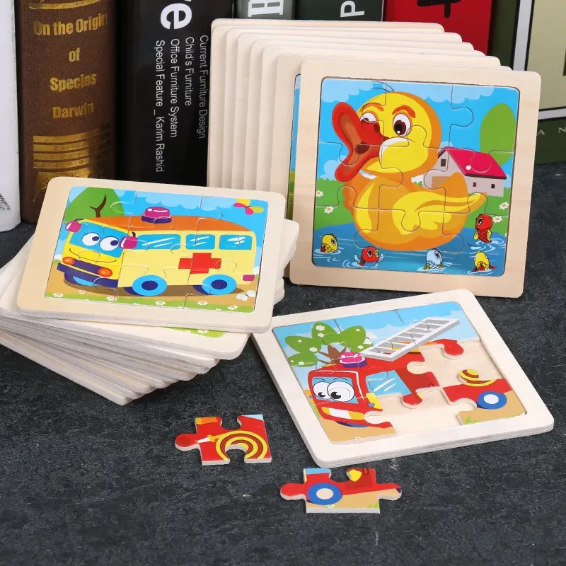 40 Kinds Montessori 9pcs jigsaw puzzles wooden 3D DIY puzzle game early educational toys for kids