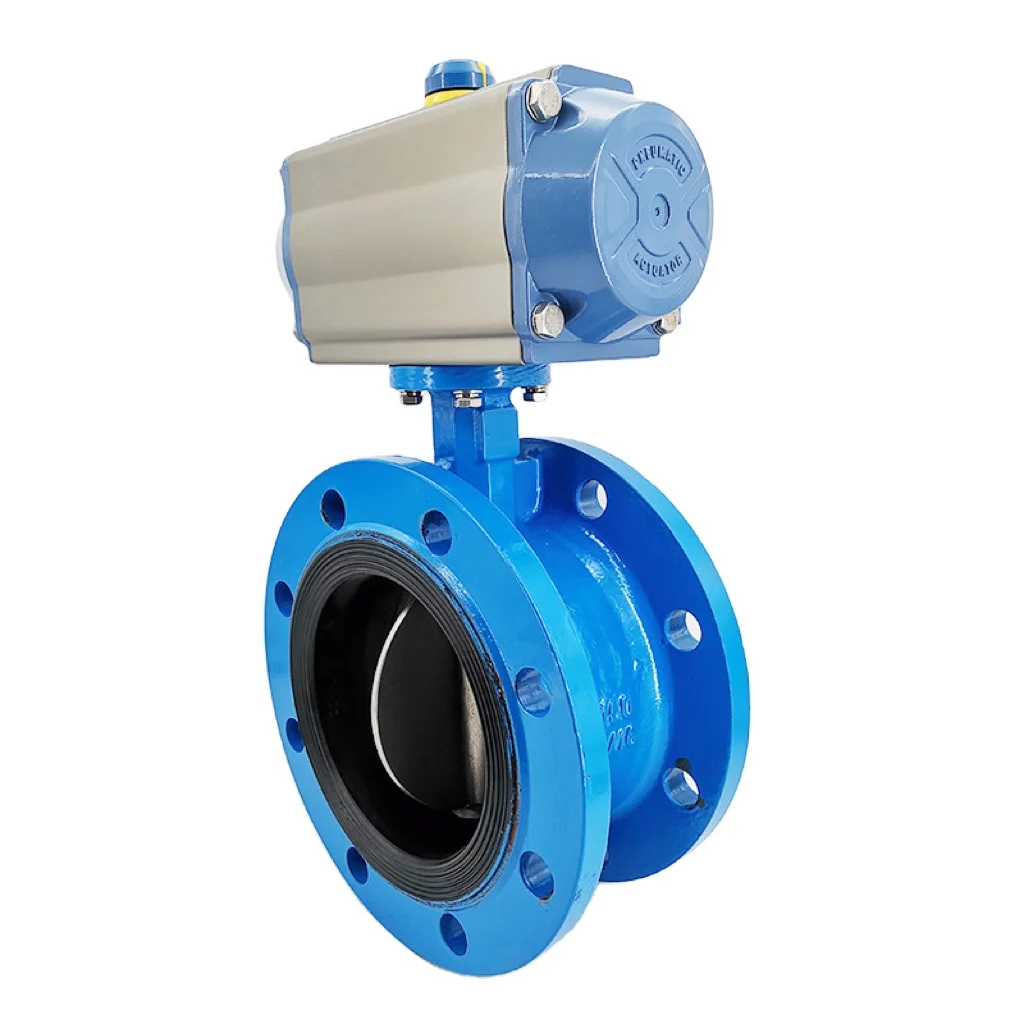 customization factory manufacture butterfly valve wcb soft seal double eccentric flange pneumatic butterfly valve