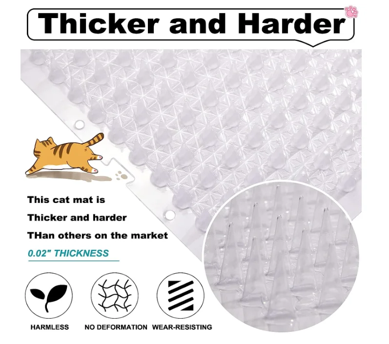 Kingtale Custom Clear Spiked Cat Repellent Mats for Outdoor Garden Window Sofa