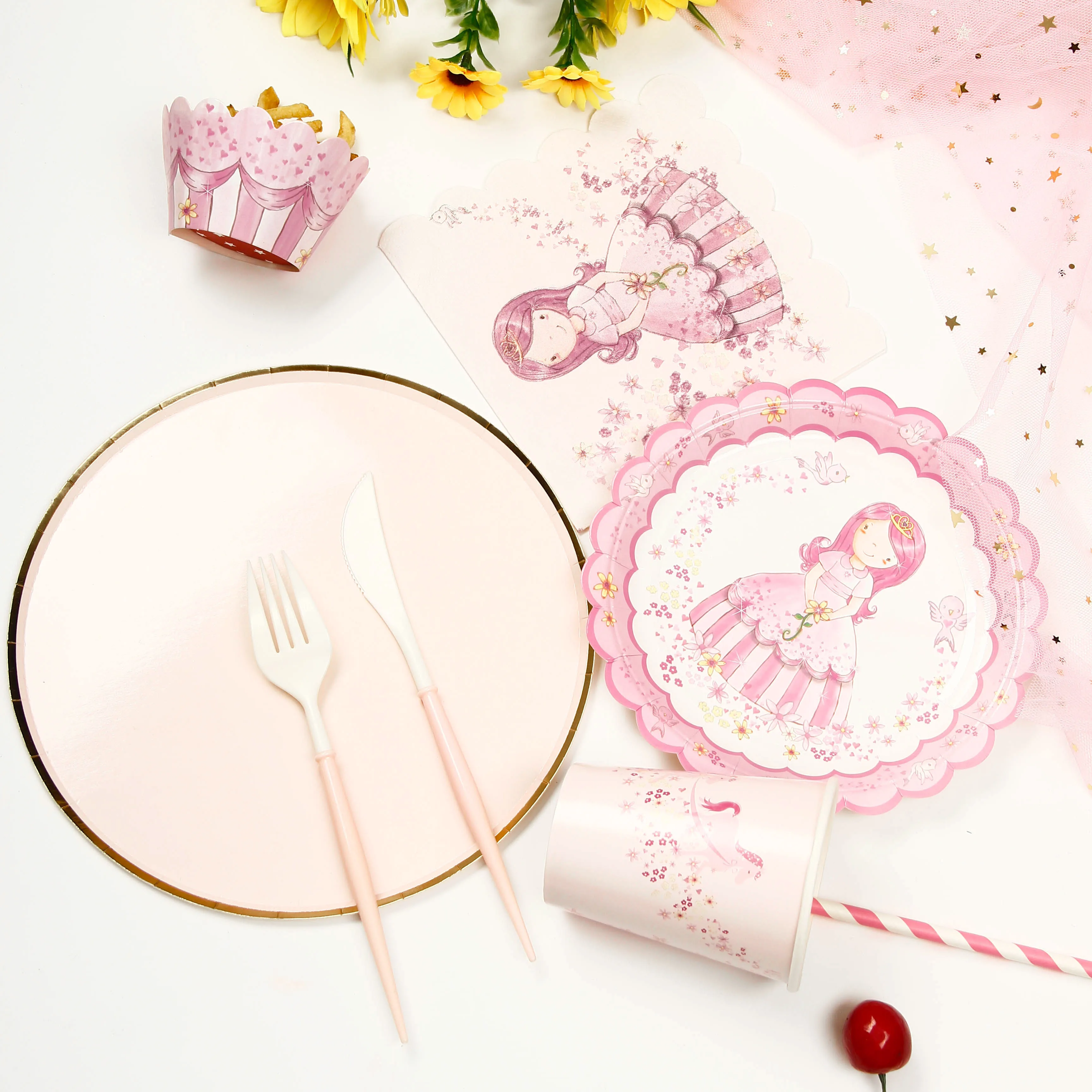 Custom Bio Princess Disposable Paper Plate Pizza Plate for Eco-friendly Paper Plates Party Supplies for Birthday Camping Party