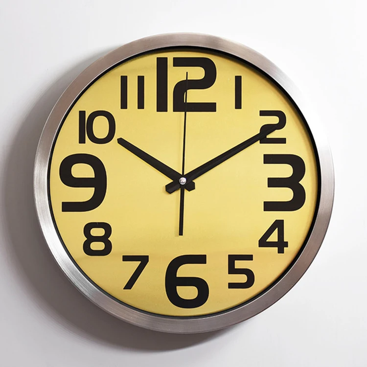 Custom Dial Decorative Night Light Aluminum Metal Frame Round Modern Wall Clock