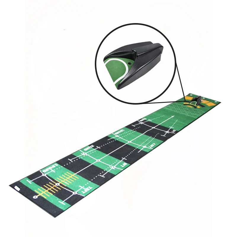 Indoor Golf Putter Trainer Mat Fun Carpet with Artificial Grass for Practice