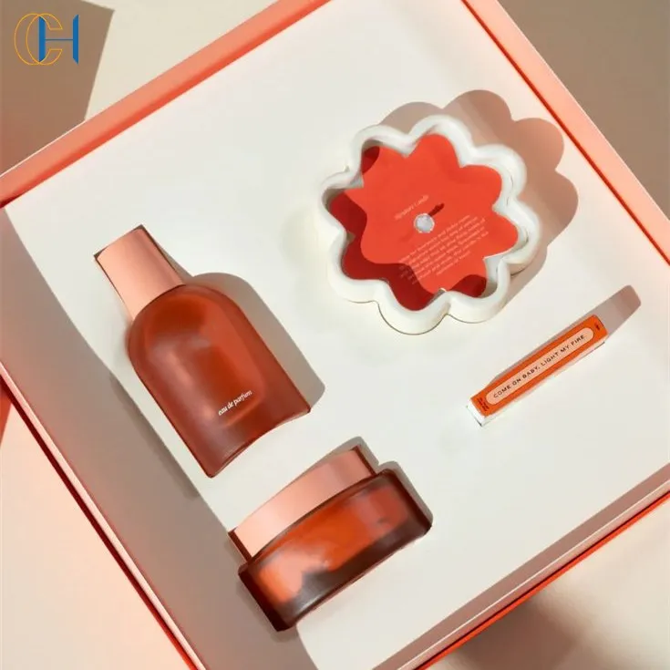 C&H Aroma Gift Set Luxury Skin Care Scrub Cream Custom Glass Room Spray and Floral Matte White Clay Ceramic Scented Candles