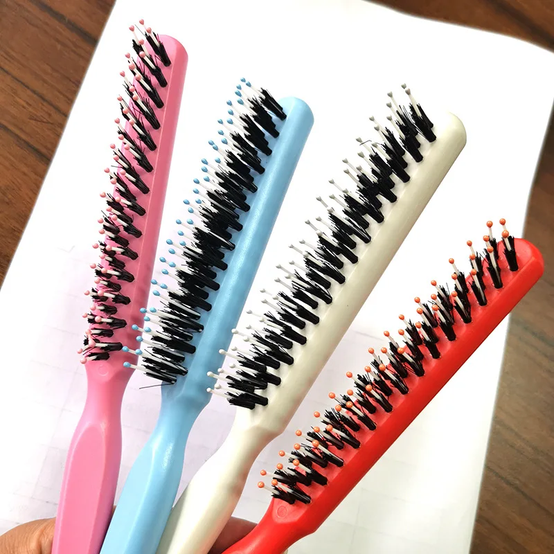 YUE  anti static Natural boar bristles organic detangling Hair roller brush hair brush Triple Teasing Comb