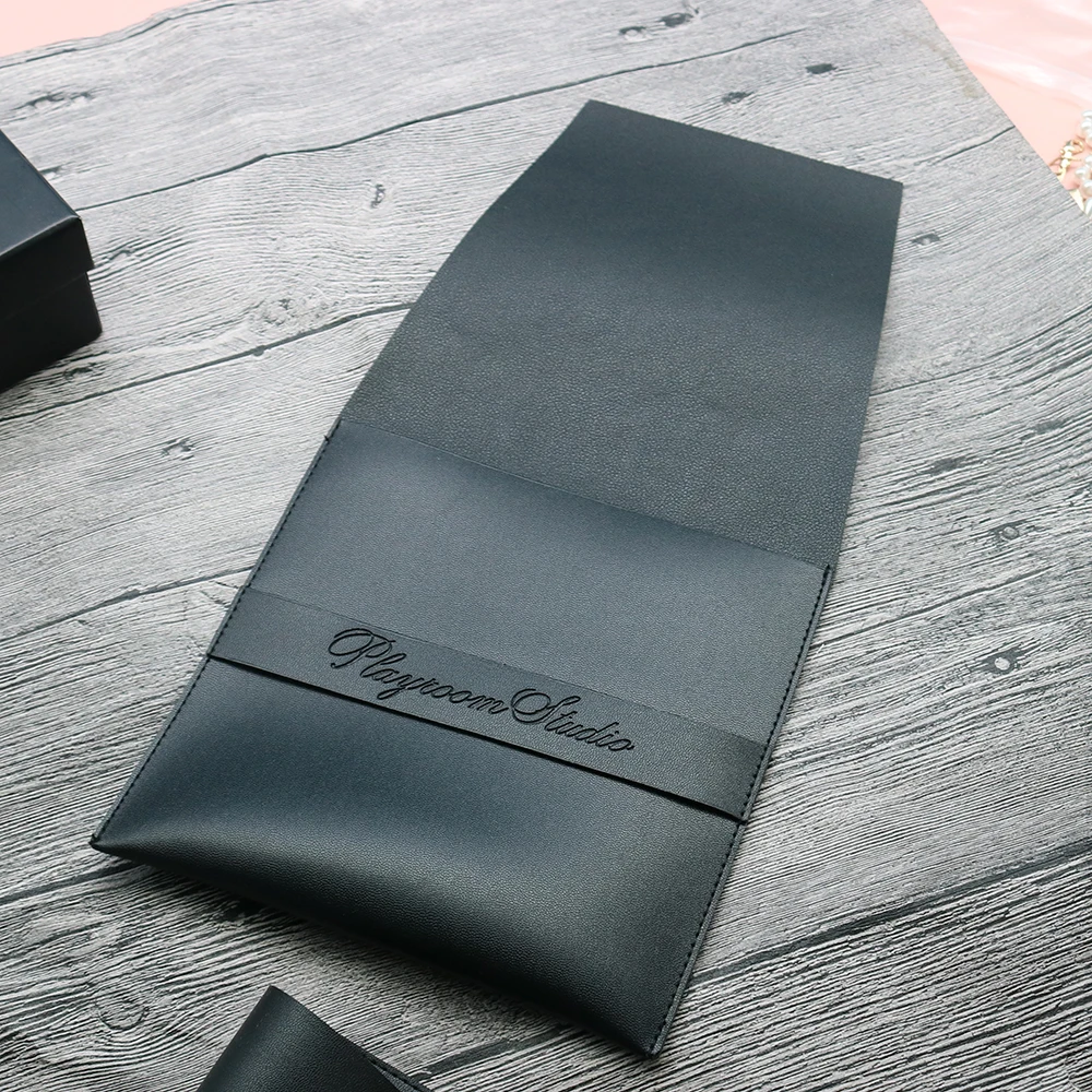 Leather Stationery Bag Pencil Case with Tuck in Flap