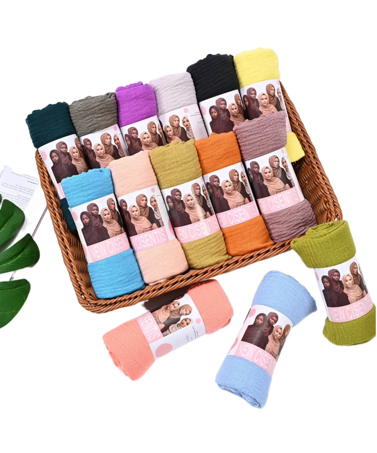 W0009 Wholesale Cheap Linen Cottons Head Scarves Candy Color Hijab 90*180cm Latest Crinkle Women Light weight Cotton Hijab Scarf