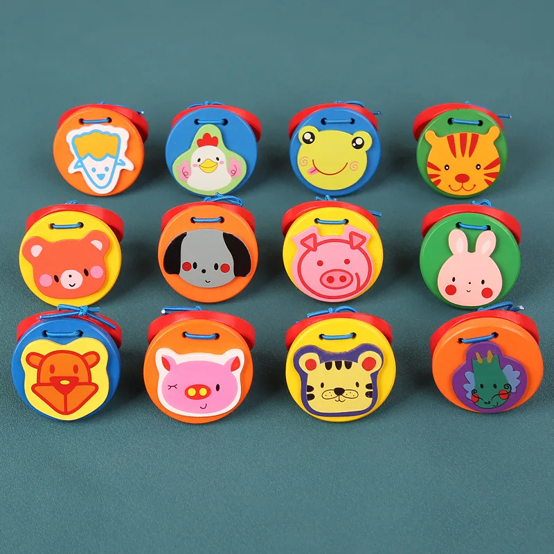 Toddler baby musical instrument wooden finger clapper board kids castanets