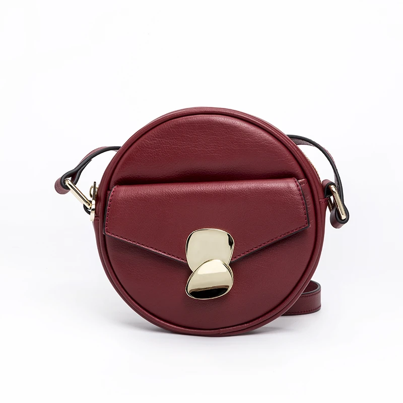 
Hot Selling Fashion Brand Soft 100% Genuine Leather Handbags Round Unique Designer Crossbody Bag for college girls and women 