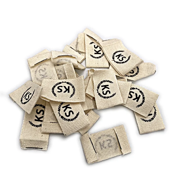 Printed Main Labels 100% Cotton Customized Canvas Satin Woven Label For Clothing And Jeans