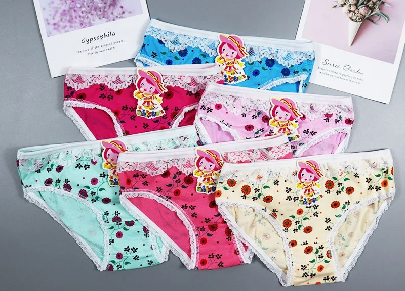 
Wholesale Colorful Lovely Lace Cotton Girls Panties Kids Underwear 