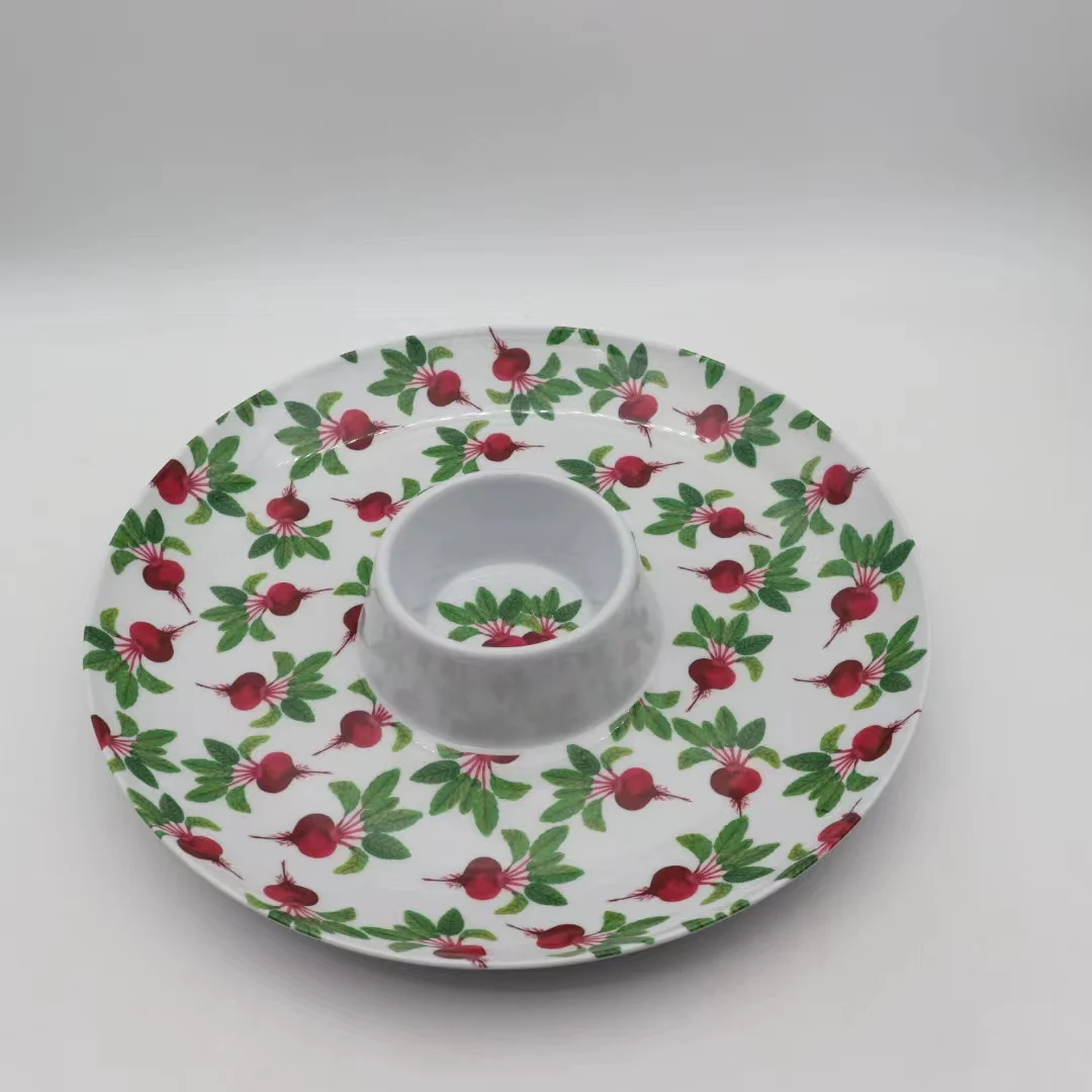 Заводская поставка индивидуальная меламиновая посуда оптовая продажа Меламиновый круглый лоток для чипа можно мыть в посудомоечной машине