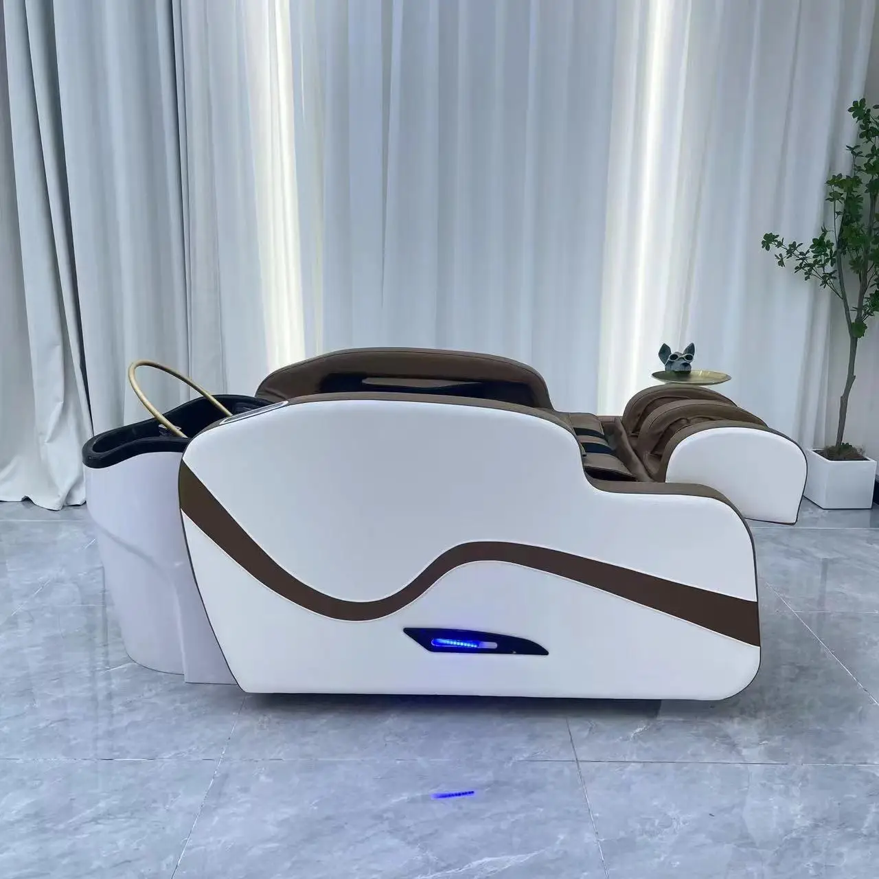 Track Lay Down Hair Washing Modern Shampoo Chair Luxury Professional Airbag Spa Electric Massage Shampoo Bed Chair