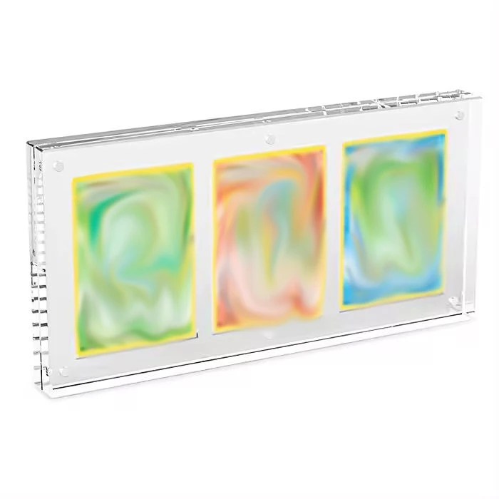 Customize Acrylic Card Display Stand Magnetic Clear Acrylic Triple Cards Display Frame Case
