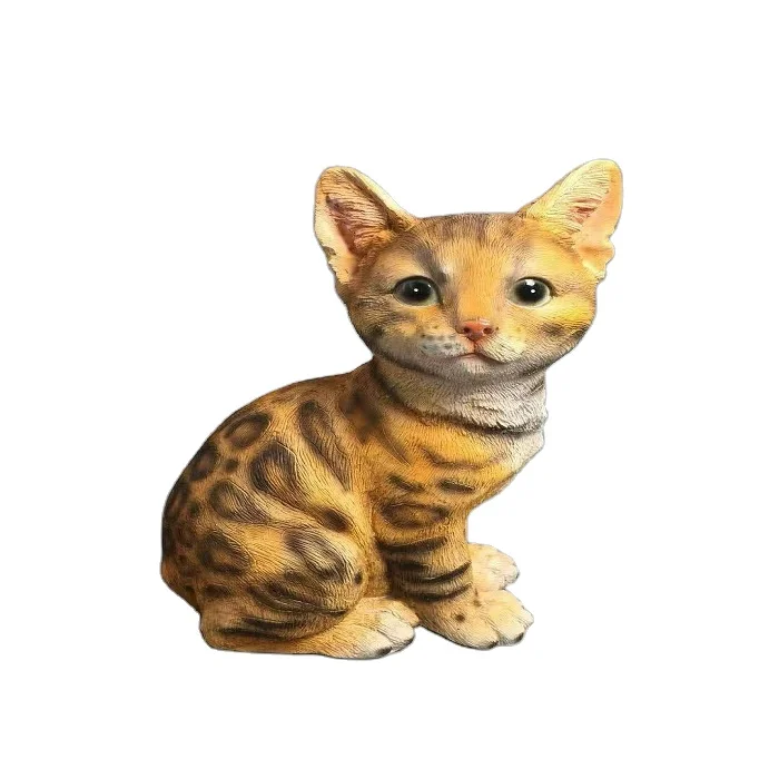 2021 NEW DESIGN WHOLESALE RESIN BENGAL CAT CUB FIGURINES KITTEN ANIMAL STATUES IN BIG STOCK BEST GARDEN DECORATION GIFT SOUVENIR