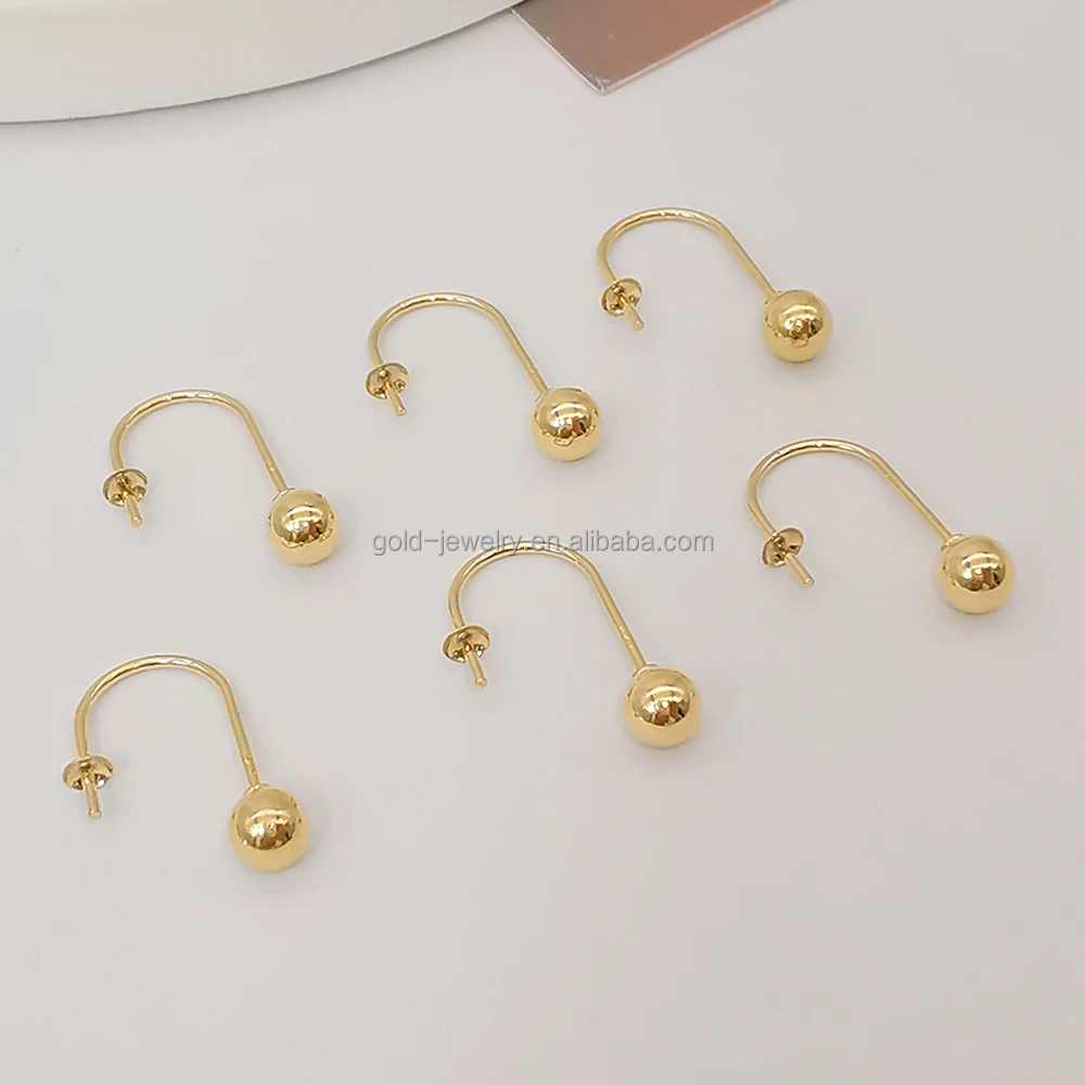 Gold 18K Jewelry Mountings For Pearl Earring Findings Wholesaler