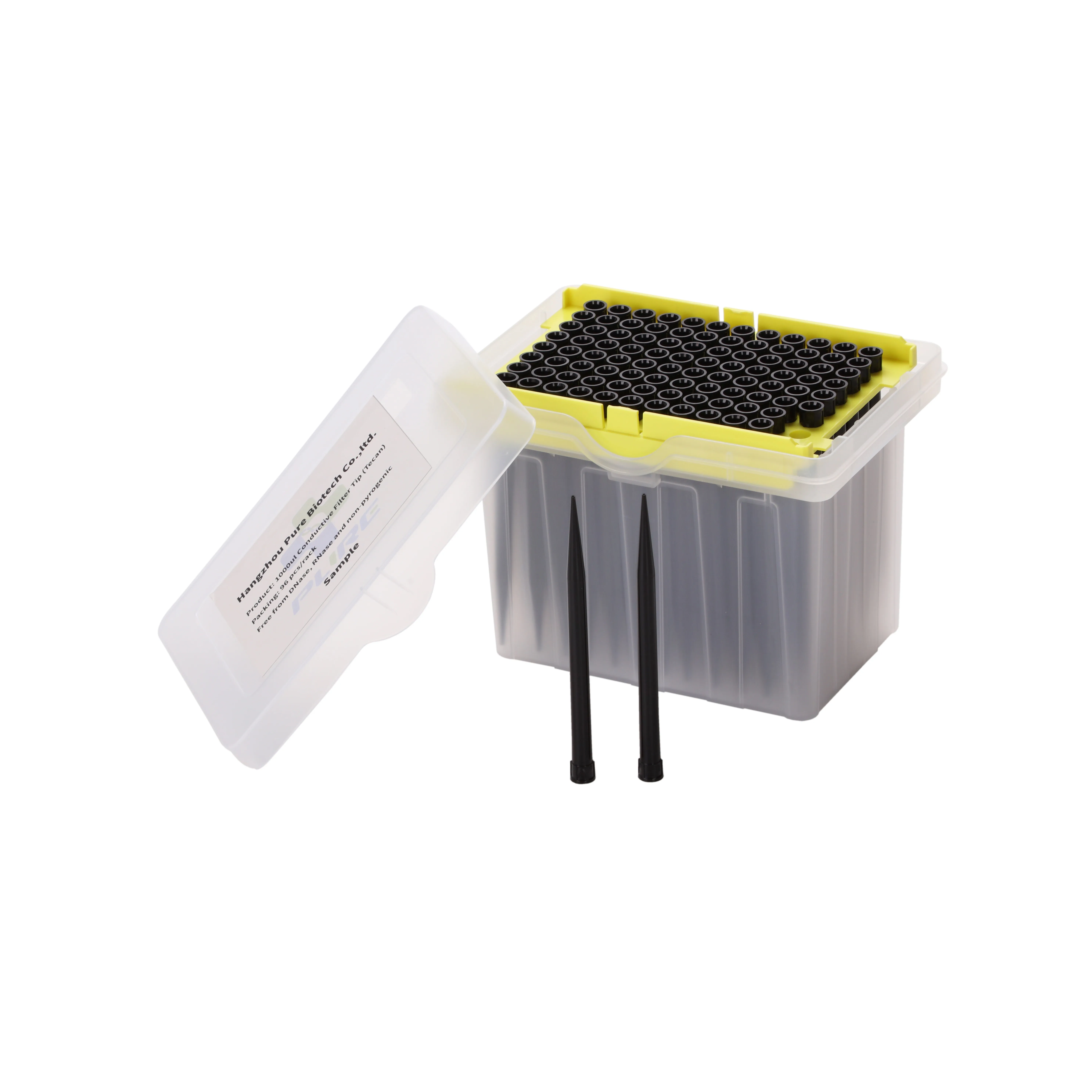 50ul, 200ul, 1000ul Disposable Microliter Black Plastic Sterile Micropipette Pipet Tips For Laboratory Sterile Pipette Tip Racke