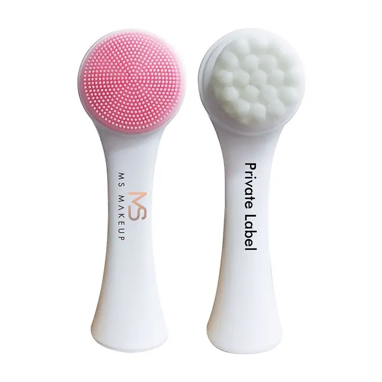 Private Label White Handle 2 Colors Face Brush Bath Brush Soft Deep Cleaning Brush