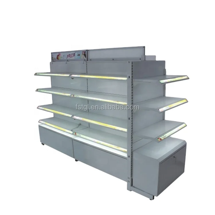 Fashion supermarket metal display shelf layout design equipment