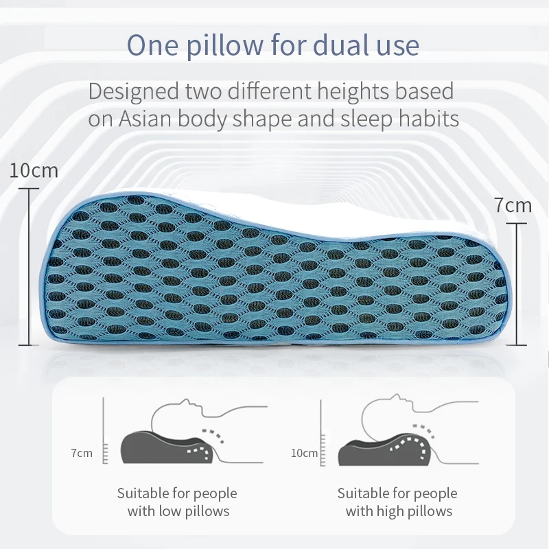 Removable cover super elastic neck care massage orthopedic latex memory foam pillow