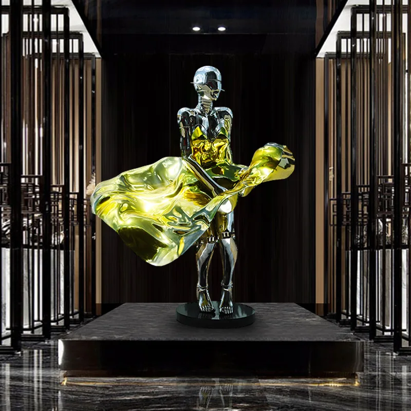 Resin Robot Statues Outdoor Garden Decoration Fiberglass Sculpture Decoration For Mall Center Office Themed Club Bar Hotel