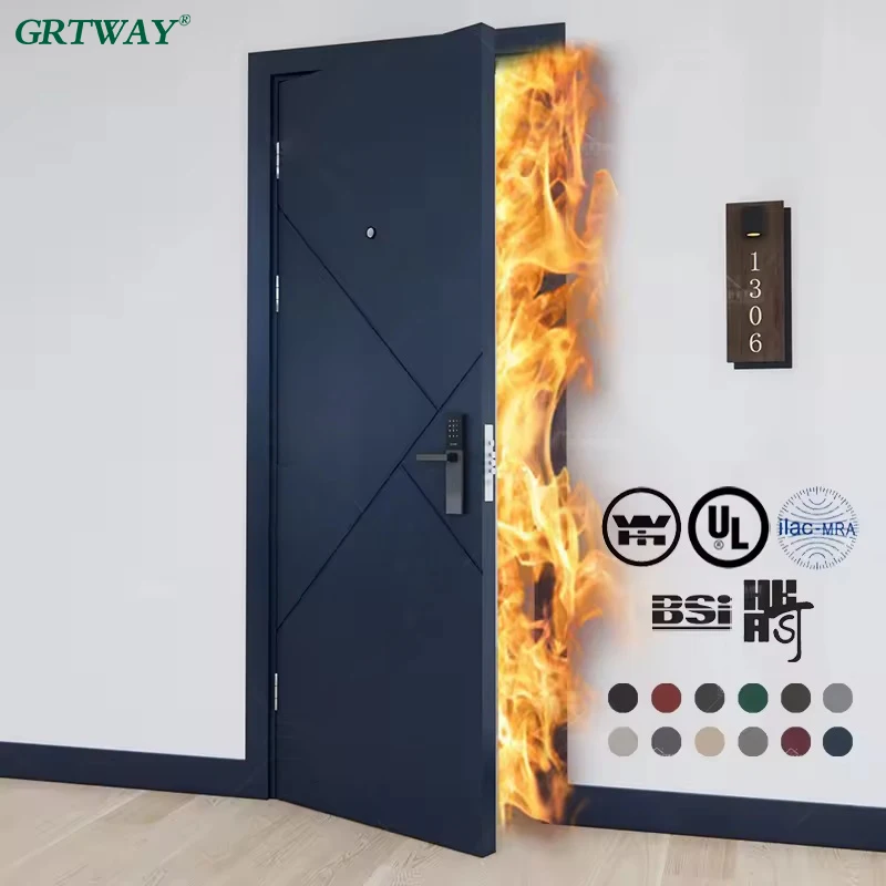 Factory Hot Sales BS/EN Certificate 20 30 45 60 90 Minute Wooden Fire Rated Doors For UK 1/2 Hour Fire Rated Door