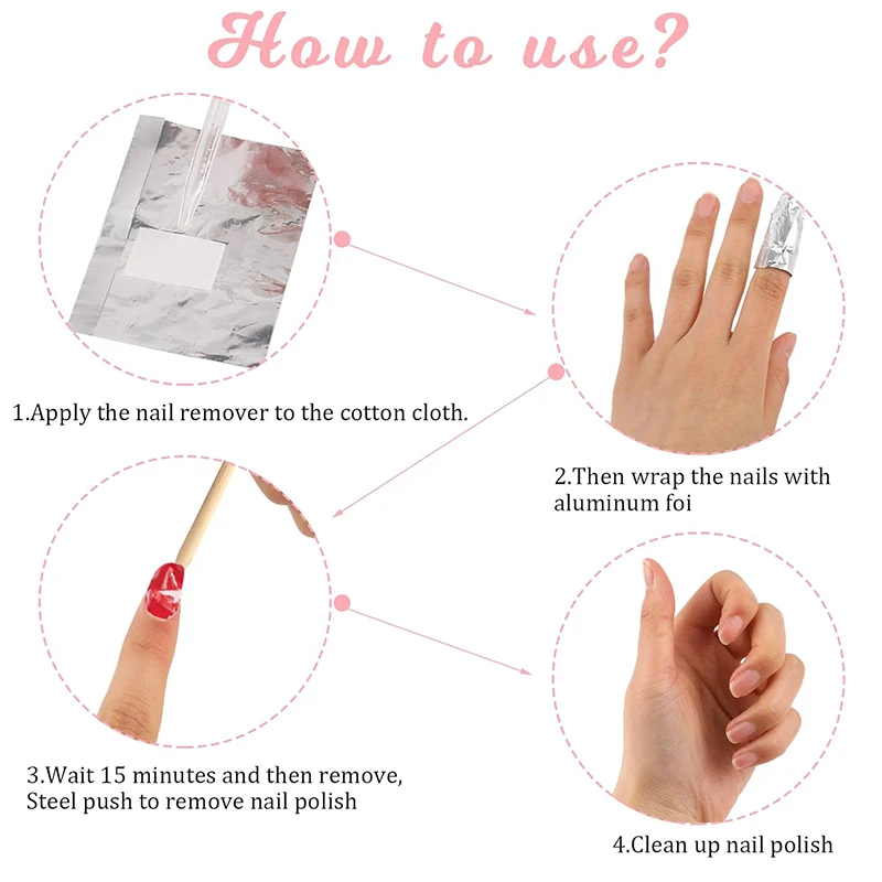 Private Label Soak Off Foils Cotton Pads Nail Polish Remover Gel Nail Foil Aluminium Wraps