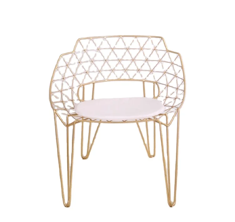 
Iron Wire Coffee Chair Nordic Simple Style Club Slon Barber Room Golden Black Dining Chair Home Furniture Metal Modern 