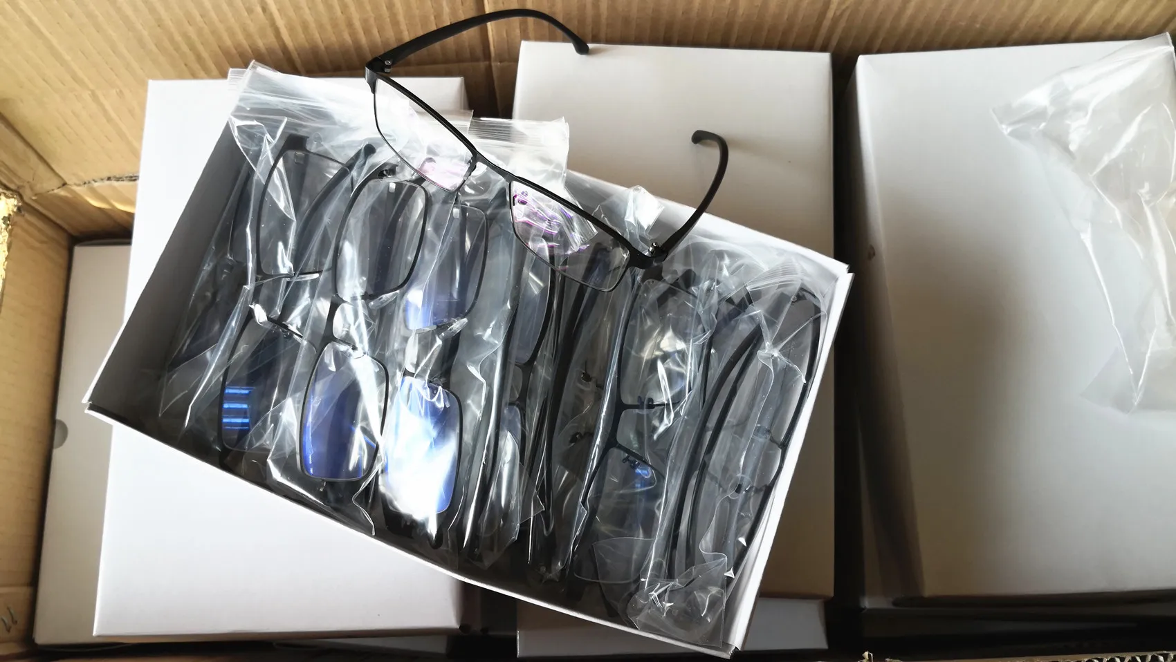 High quality Flat Mirror Business Stainless Steel Simple Anti blue light Glasses with metal hinge