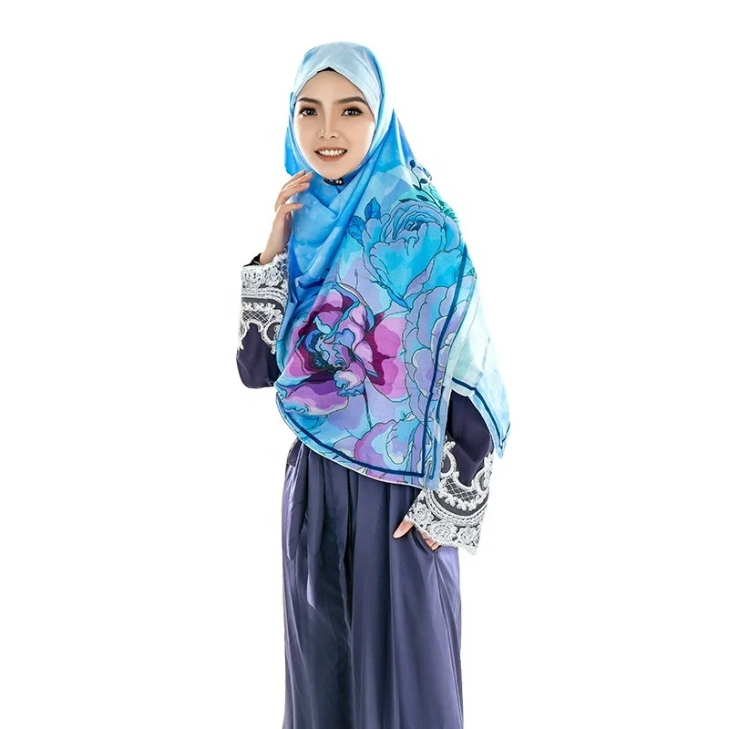 Wholesale Custom Fashion Lady Muslim Voile Scarf Hijab Printed