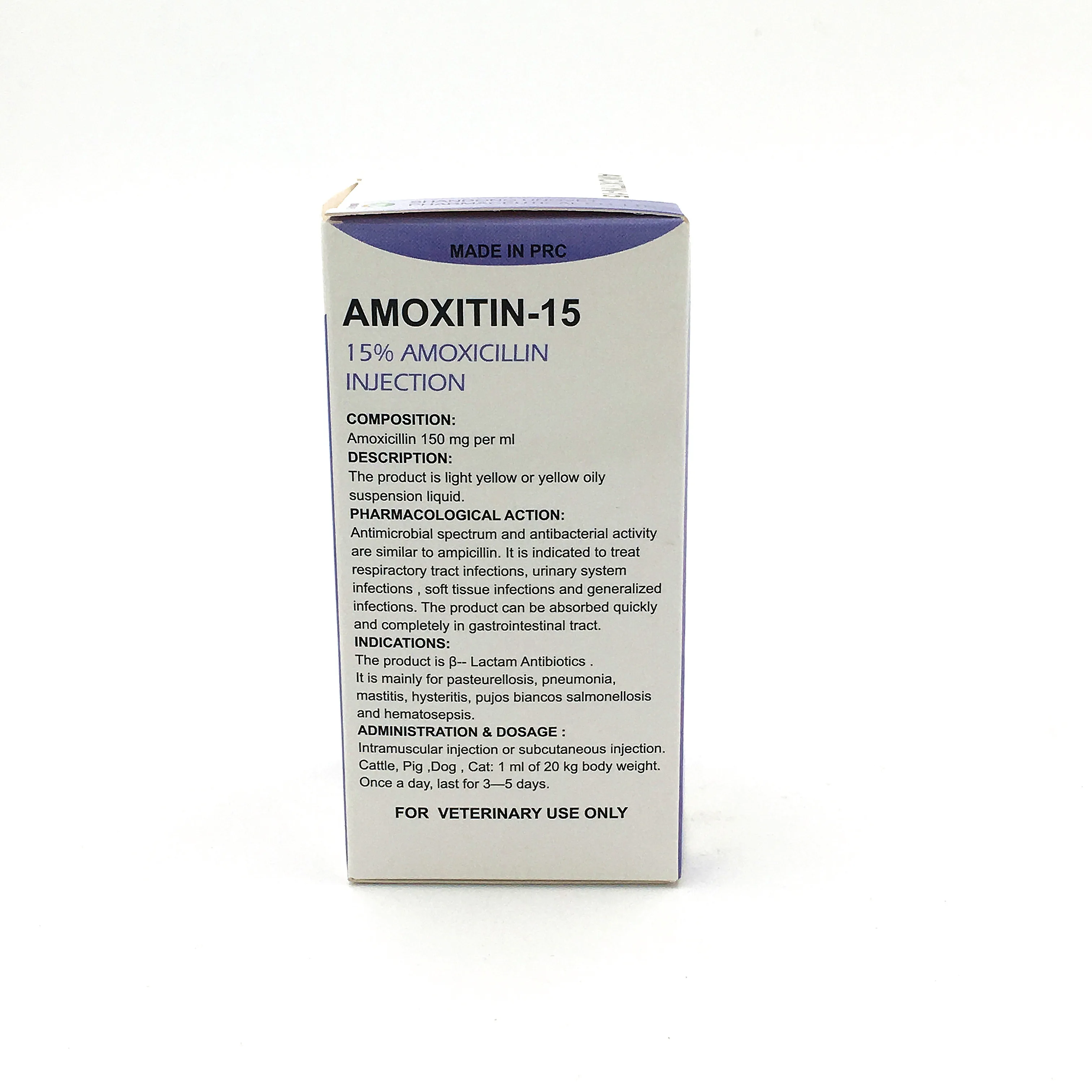 
veterinary drug 15% amoxicillin injectable water solution 