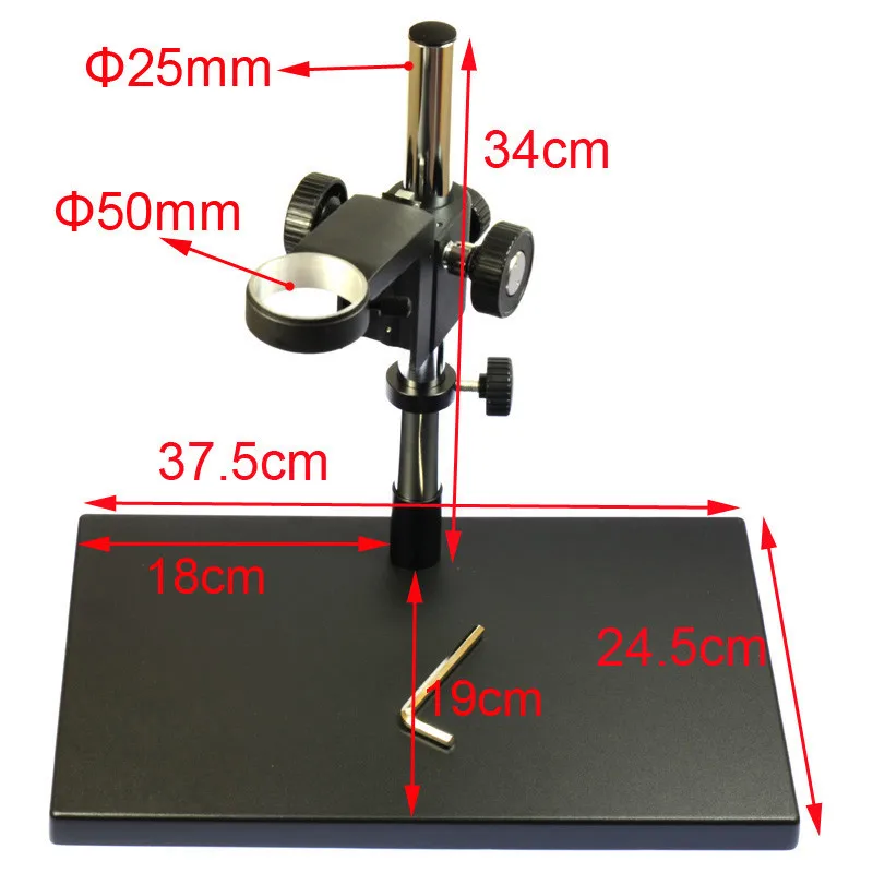 Big Heavy Duty Metal Boom Industrial Microscope Camera Table Stand 50mm Gear Ring Holder 180X Zoom C-mount Lens