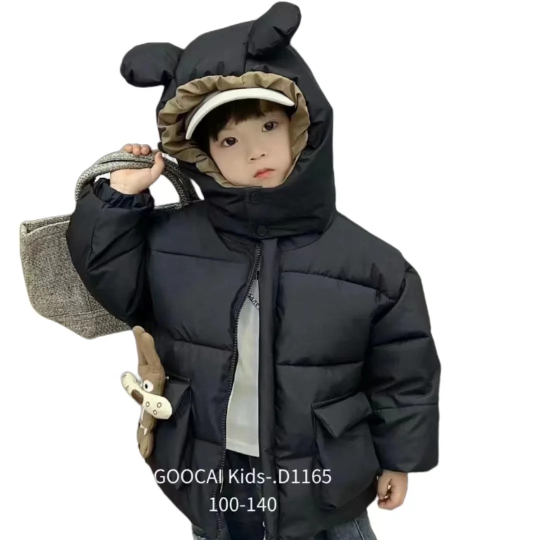 2024 Newest Winter Autumn Kids Warm Jackets Thickening with Cute Cartoon Pattern Solid Zipper Closure Casual Baby Coat