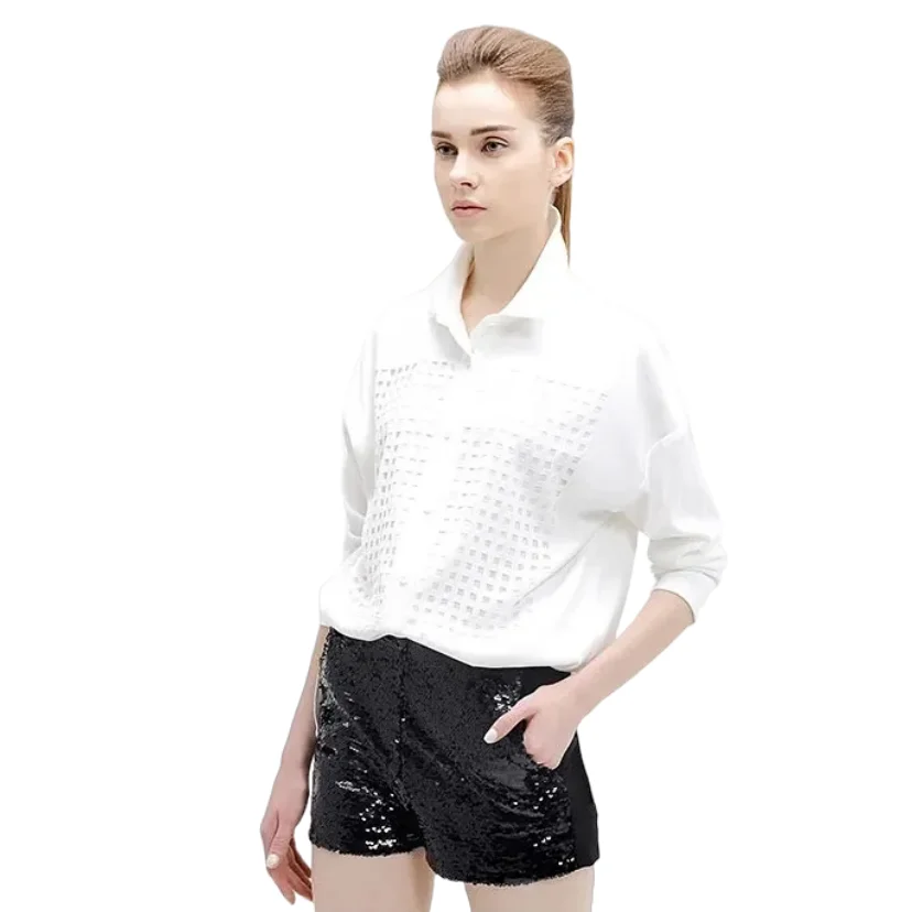 Russia Latest Shirt Designs For women/White Cotton Lapel Dress Formal Shirt Women