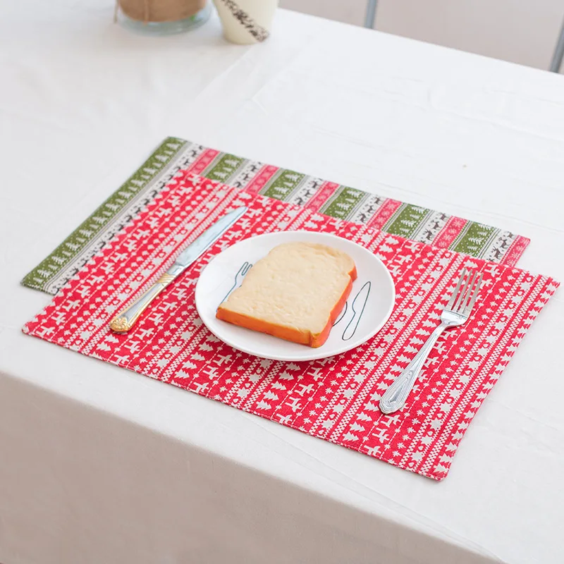 
Kitchen Christmas Decoration Linen Plaid Table Napkin Place Mat 