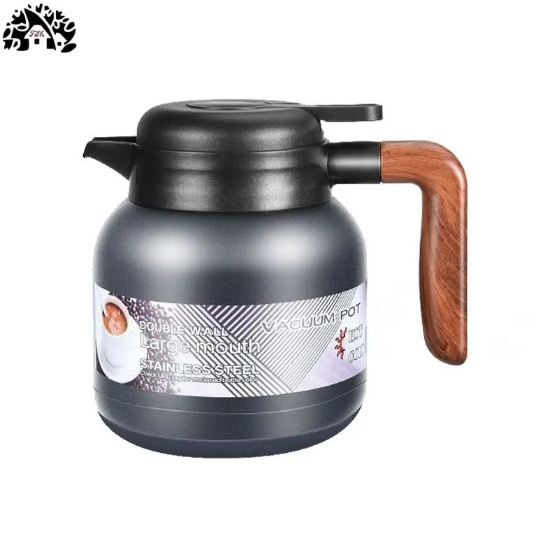 WFS FBA warehouse Popular1000ml display temperature 316 stainless steel coffee vacuum pot with handle Double wall office thermos